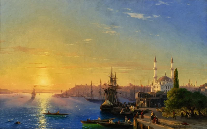Ithaque — un port dans la lumière dorée, peinture d’Ivan Aivazovsky dans Les vers vivants.